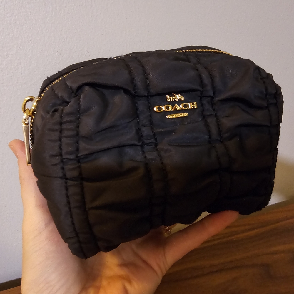 Coach Black Nylon Tufted Makeup Bag